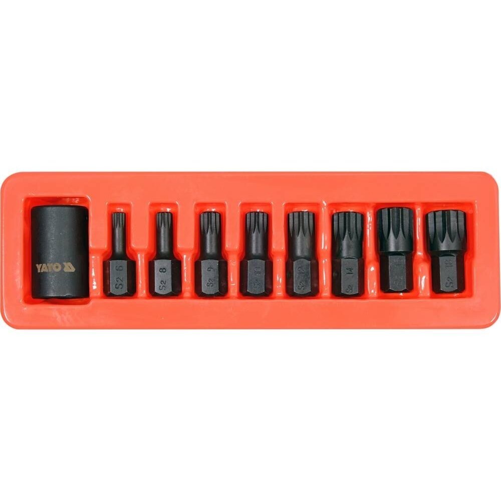 Zestaw nasadek bitowych udarowych 1/2" (SPLINE) 9 szt.