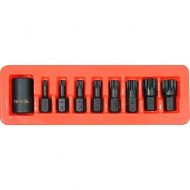 Zestaw nasadek bitowych udarowych 1/2" (SPLINE) 9 szt. Zestaw nasadek bitowych udarowych 1/2" (SPLINE) 9 szt.