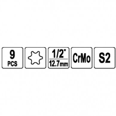 1/2" Smūginių antgalių rinkinys (torx) (9vnt) 2