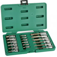 1/4" + 1/2" Dr. Bit socket set (SPLINE) 18pcs. 1/4" + 1/2" Dr. Bit socket set (SPLINE) 18pcs.