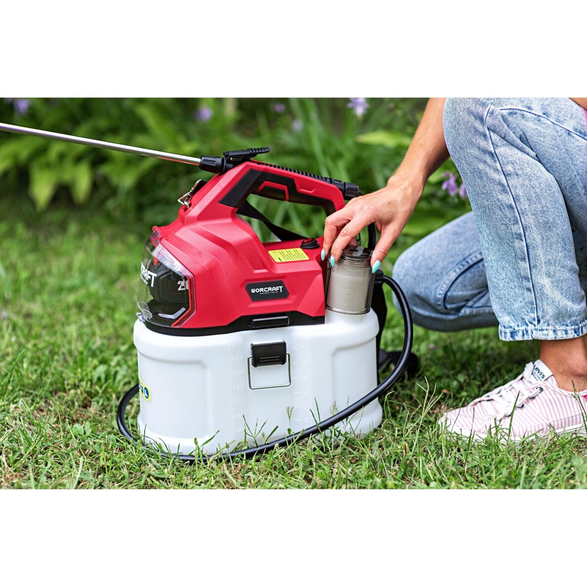 Akum. slėginis purkštuvas WORCRAFT 8l 20V LI-ION (Be akumuliatoriaus ir įkroviklio) 20