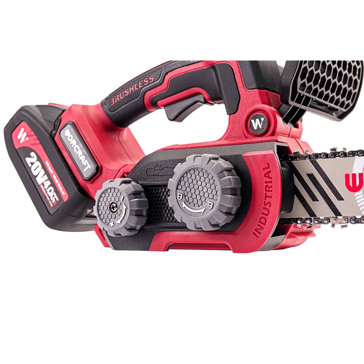 Akumuliatorinis grandininis pjūklas WORCRAFT 20V LI-ION (Be akumuliatoriaus ir įkroviklio) 6