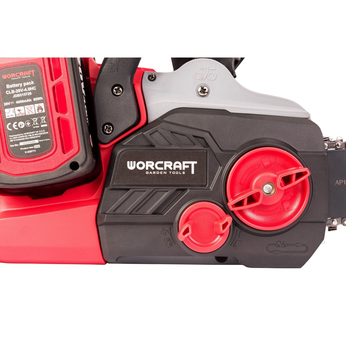 Akumuliatorinis grandininis pjūklas WORCRAFT 40V (20V+20V) LI-ION (Be akumuliatorių ir įkroviklio) 7 Akumuliatorinis grandininis pjūklas WORCRAFT 40V (20V+20V) LI-ION (Be akumuliatorių ir įkroviklio) 7