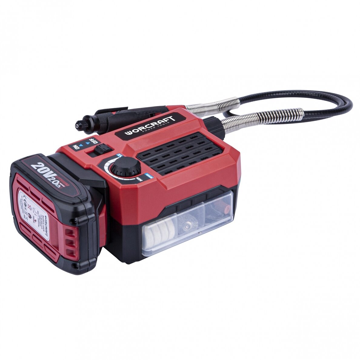 Li-ion Bezvada mini slīpmašīna ar piederumiem WORCRAFT 20V 2 Li-ion Bezvada mini slīpmašīna ar piederumiem WORCRAFT 20V 2