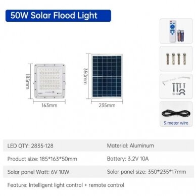 Solar flood light with daylight sensor 50W 1