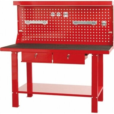 Workbench with 2 drawers and back panel Workbench with 2 drawers and back panel
