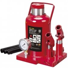 Hydraulic welded bottle jack with gauge and double pump, 32t