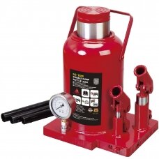 Hydraulic welded bottle jack with gauge and double pump, 50t