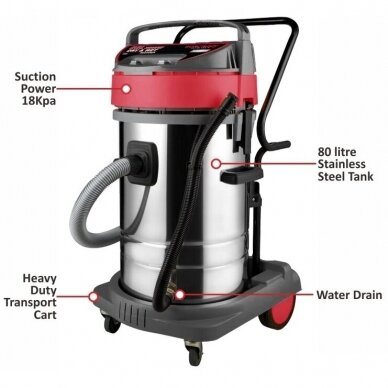 Dry and wet vacuum cleaner 80l 3000W 1