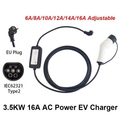 Mobile EV charger 3.5kW 16A 6