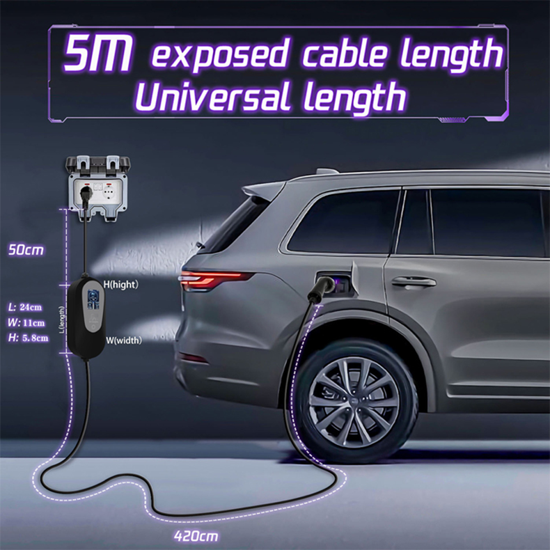 EV Įkroviklis nešiojamas 3.5kW 16A 5 EV Įkroviklis nešiojamas 3.5kW 16A 5