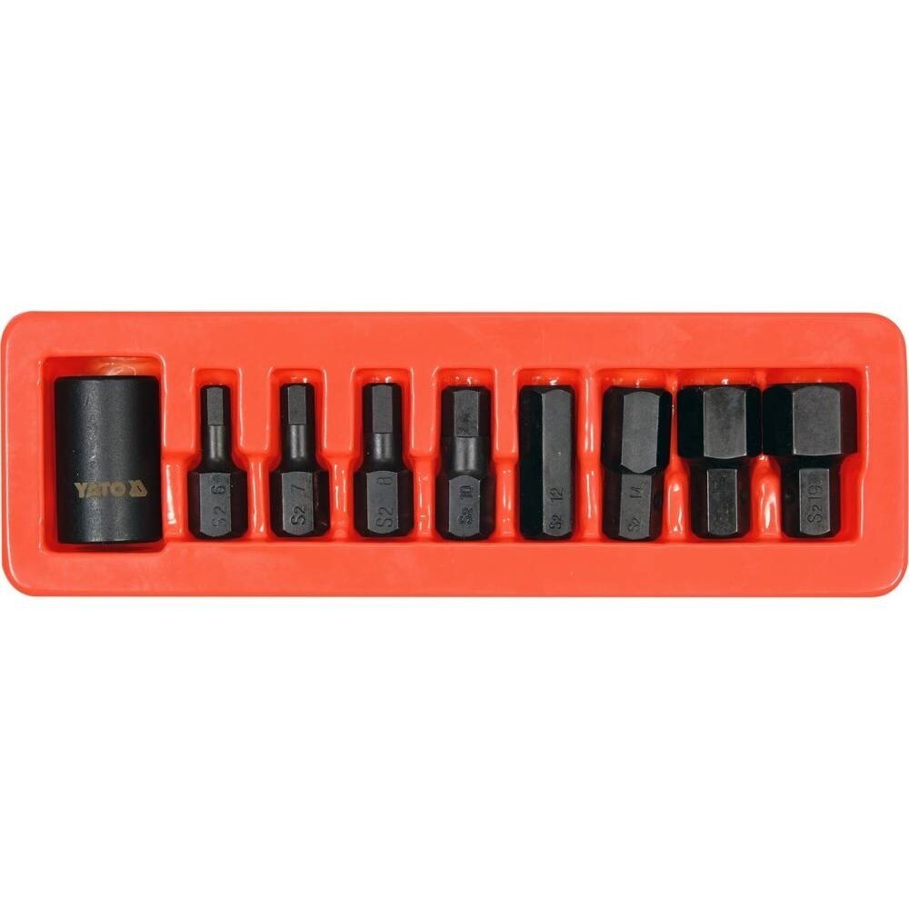 1/2" Dr. trieciena ligzdu uzgaļu komplekts (HEX) 9 gab. 1/2" Dr. trieciena ligzdu uzgaļu komplekts (HEX) 9 gab.
