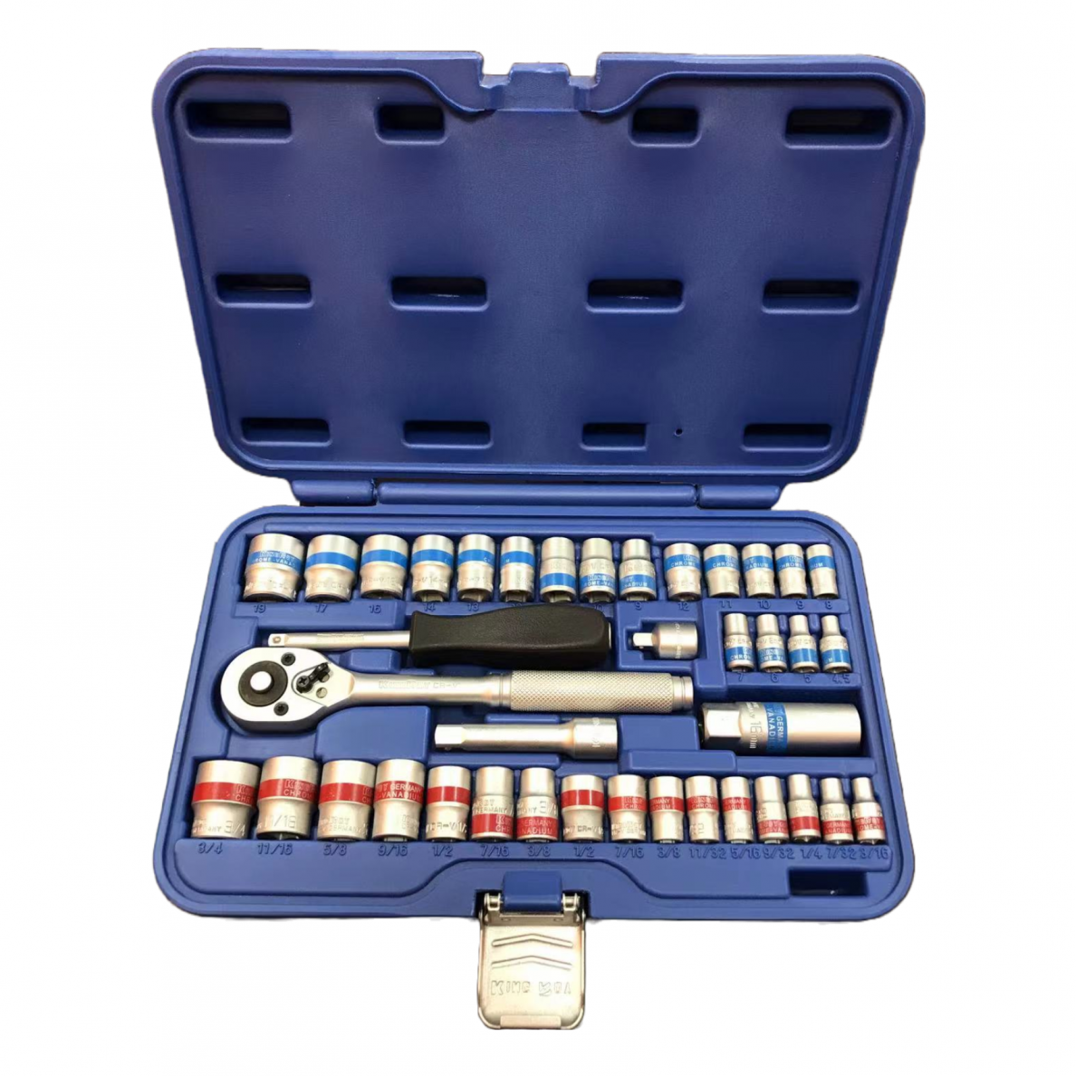 3/8" + 1/4" Dr. Gāzes uzgriežņu atslēgu komplekts 40 gab. (SAE un metriskās sistēmas) 2 3/8" + 1/4" Dr. Gāzes uzgriežņu atslēgu komplekts 40 gab. (SAE un metriskās sistēmas) 2