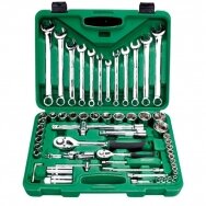 Zestaw nasadek i kluczy 1/4" + 1/2" Dr. 61 szt. Zestaw nasadek i kluczy 1/4" + 1/2" Dr. 61 szt.