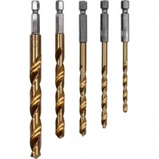 Twist drill set DIN338 5pcs 4.0-10.0mm Titan coated