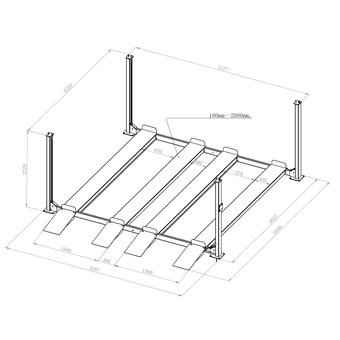 Four post hydraulic parking lift 4.5t 1