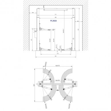 Hidraulinis dviejų kolonų keltuvas su mechaniniais saugumo fiksatoriais, 4.0t 3
