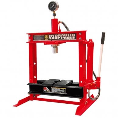Hydraulic shop press with gauge 12t