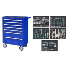 Roller cabinet NTBR4007-X with tool set trays, 249pcs (5 trays)