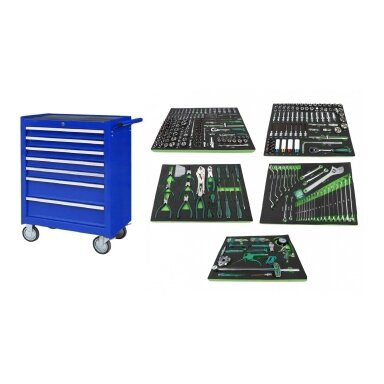 Roller cabinet NTBR4007-X with 5 tool set trays, 330pcs Roller cabinet NTBR4007-X with 5 tool set trays, 330pcs