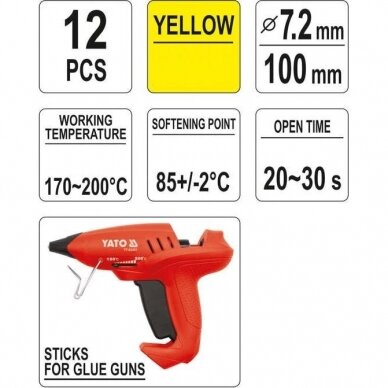 Hot glue stick set (yellow) (12pcs) 7.2x100mm 1