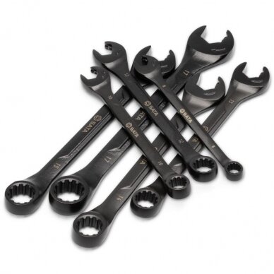 Metric X6 open end ratcheting combination wrench set 7pcs (8-17mm) black 1