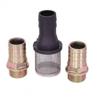 Rezerves daļa. 2 gab. savienotāji 3/4" - 1" un 1 gab. filtrs 1" dīzeļdegvielas sūkņa DCTP60