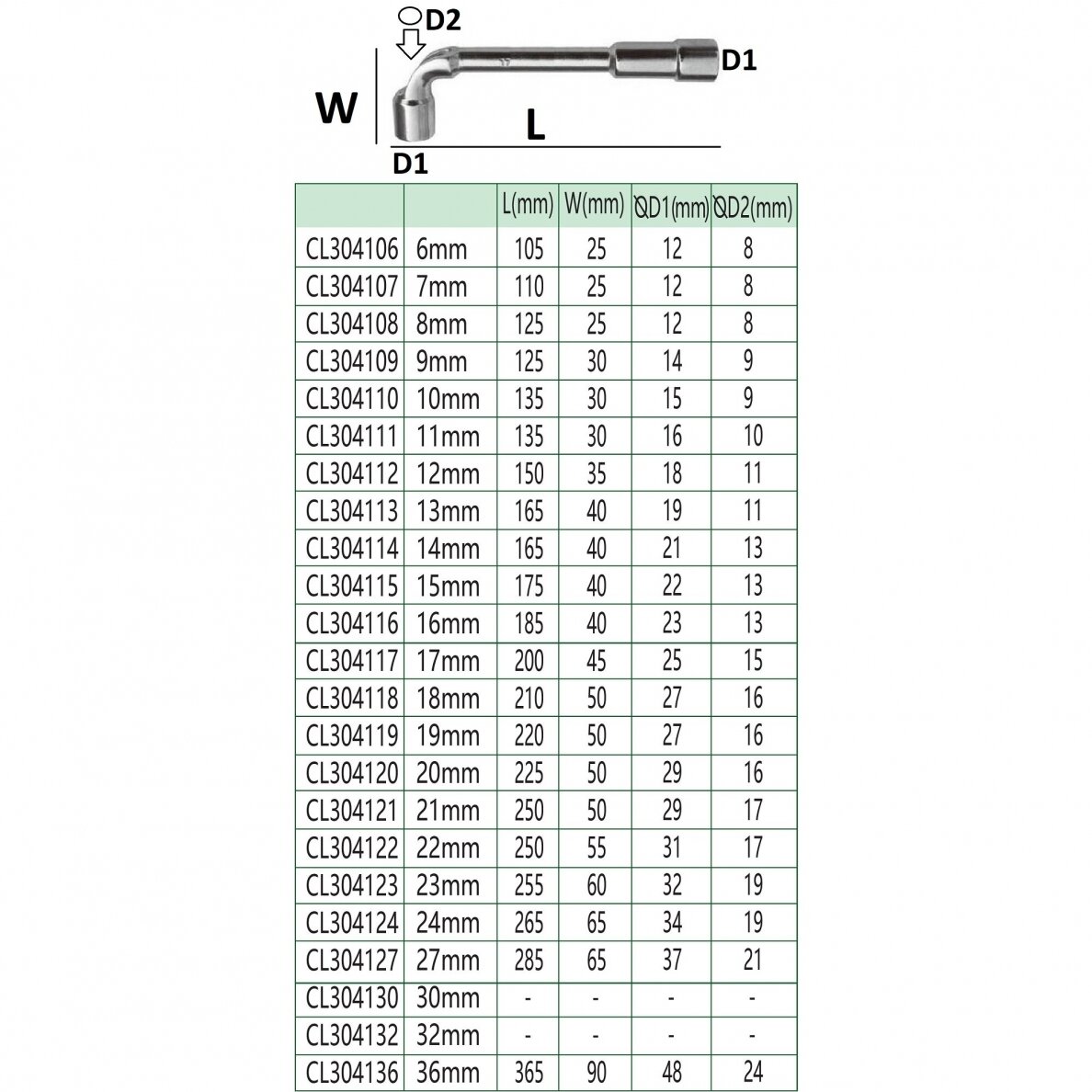 L-type socket wrench with hole 1