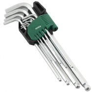 Zestaw długich kluczy imbusowych z kulką 9 szt. (1.5-10 mm)