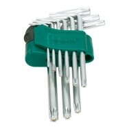 Zestaw krótkich kluczy TORX w typie L z otworem, 9 szt. (T10-T50) Zestaw krótkich kluczy TORX w typie L z otworem, 9 szt. (T10-T50)