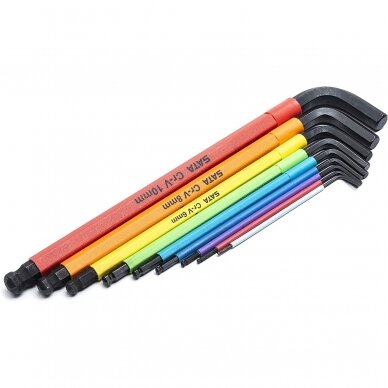L-Handle Hex key extra long colored ball point set 9pcs (1.5-10mm) 2