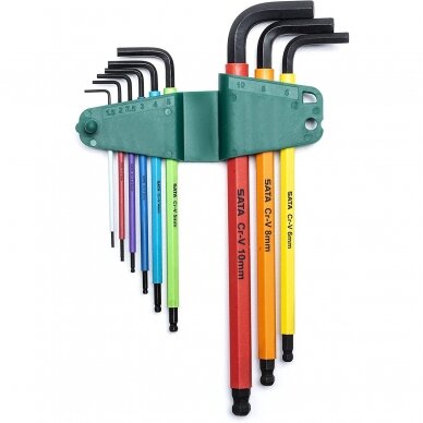 L-Handle Hex key extra long colored ball point set 9pcs (1.5-10mm) 1