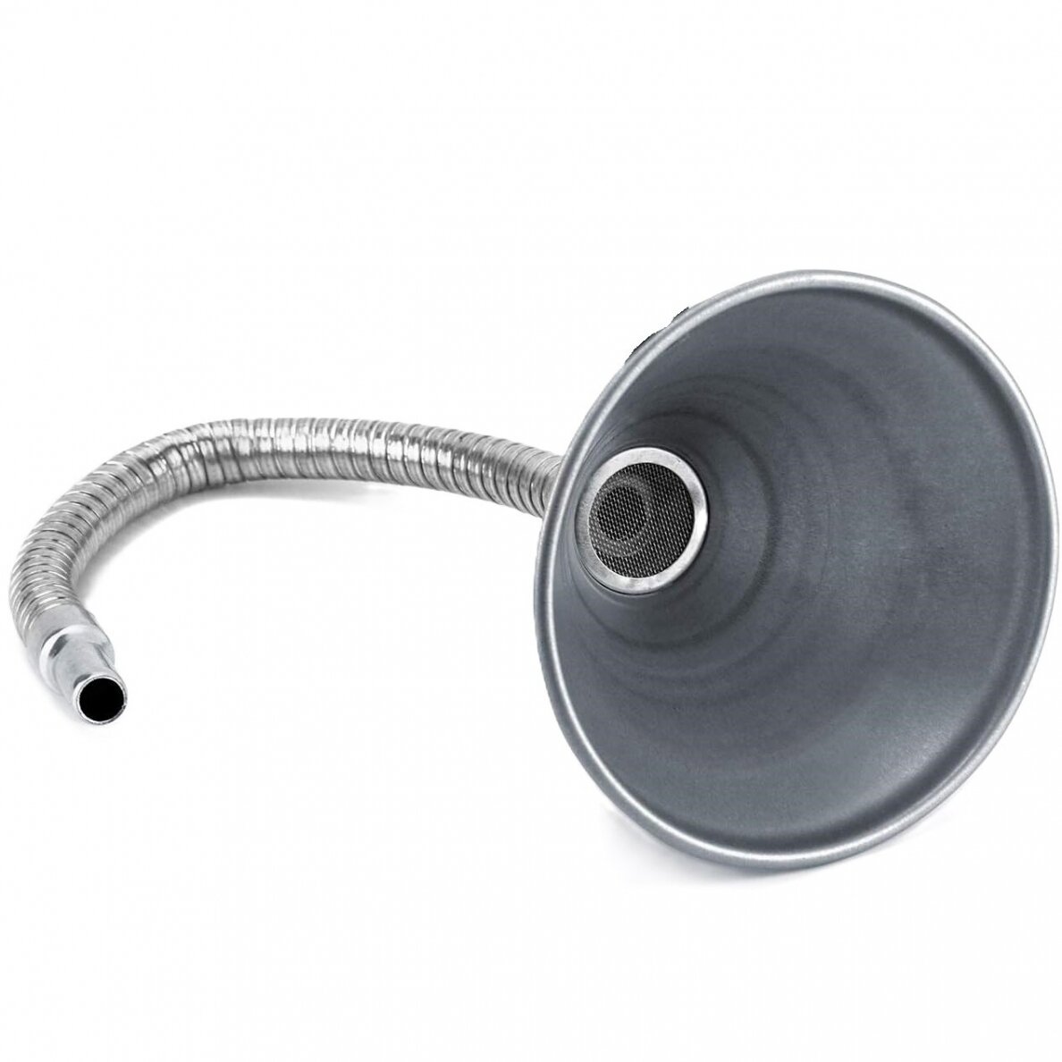 Metāla piltuve ar izliektu snīpi, garš šļūtene 370mm 1 Metāla piltuve ar izliektu snīpi, garš šļūtene 370mm 1