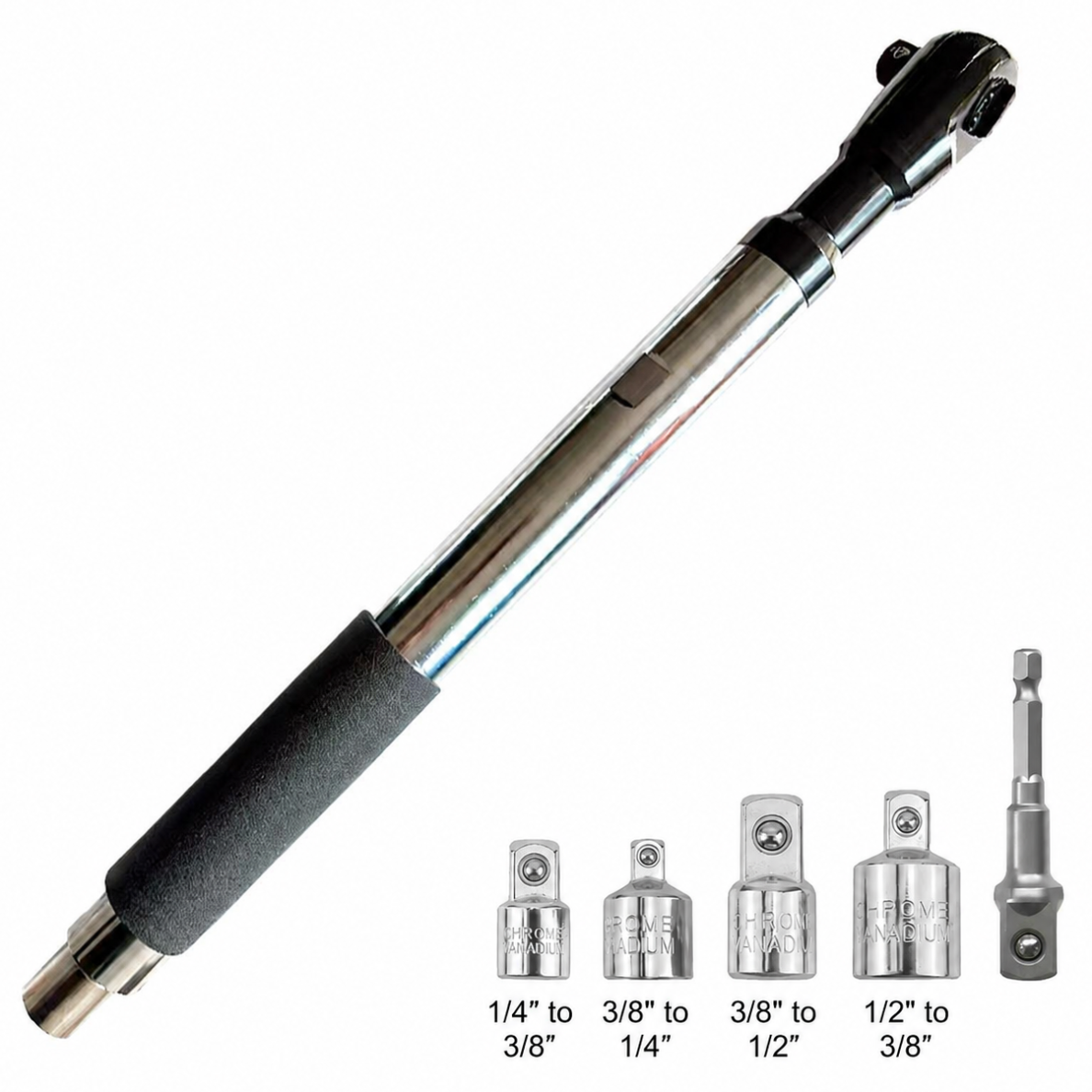 Klucz z grzechotką z przedłużką i adapterami 1/2" Dr. Offset