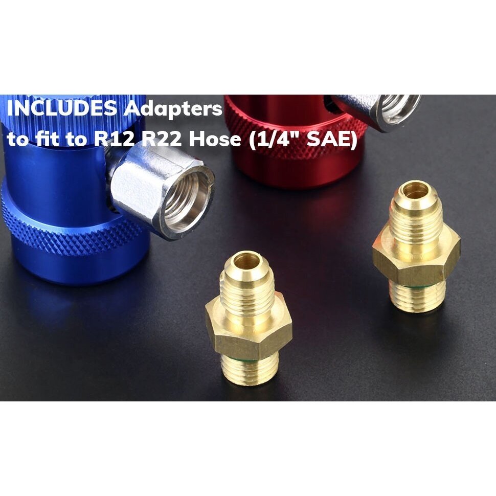 AC R1234yf ātrā savienotāja 1/4'' SAE vīriešu ports augsta/zema spiediena 2gab 6 AC R1234yf ātrā savienotāja 1/4'' SAE vīriešu ports augsta/zema spiediena 2gab 6
