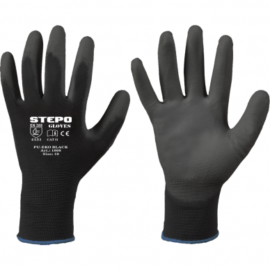 Work gloves coated PU-EKO Black
