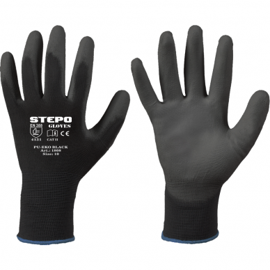 Work gloves coated PU-EKO Black Work gloves coated PU-EKO Black