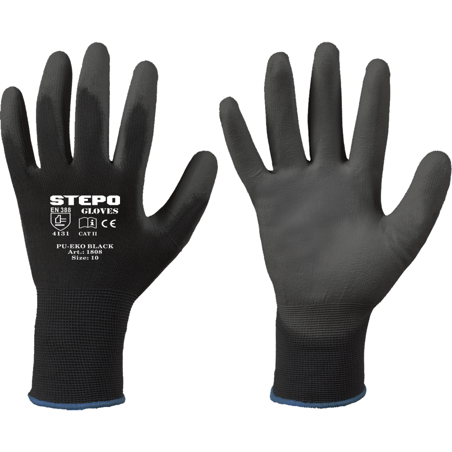 Work gloves coated PU-EKO Black Work gloves coated PU-EKO Black