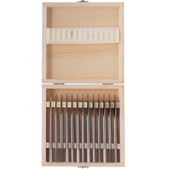 Flat blade feather drill set for wood 13pcs, 6-25mm 1 Flat blade feather drill set for wood 13pcs, 6-25mm 1