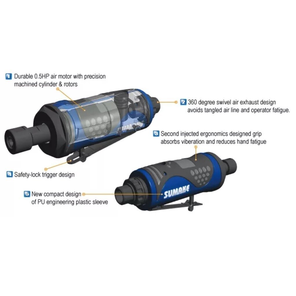 Air die grinder with spindle lock 1/4'' (6mm) 1 Air die grinder with spindle lock 1/4'' (6mm) 1