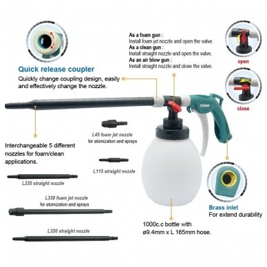 Air cleaning gun with interchangeable nozzles 2