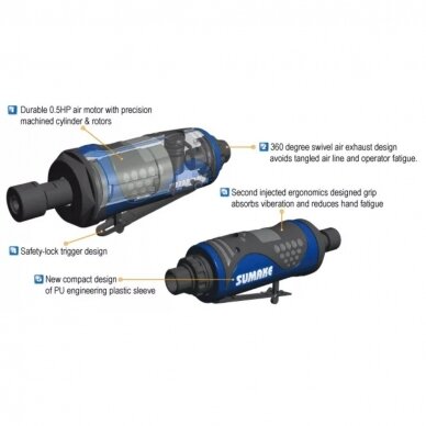 Air die grinder with spindle lock 1/4'' (6mm) 1 Air die grinder with spindle lock 1/4'' (6mm) 1
