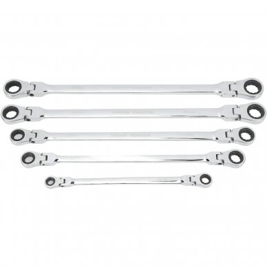 Flex head gear wrenches set extra long 5pcs (8-19mm) Flex head gear wrenches set extra long 5pcs (8-19mm)