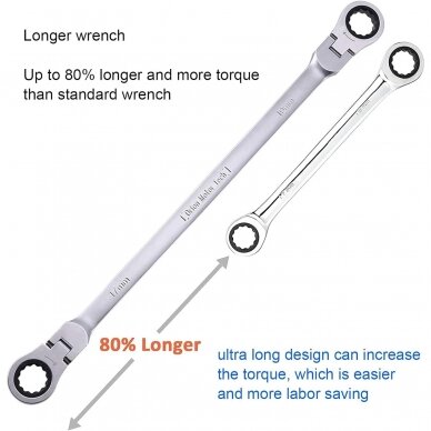 Flex head gear wrenches set extra long 5pcs (8-19mm) 3 Flex head gear wrenches set extra long 5pcs (8-19mm) 3