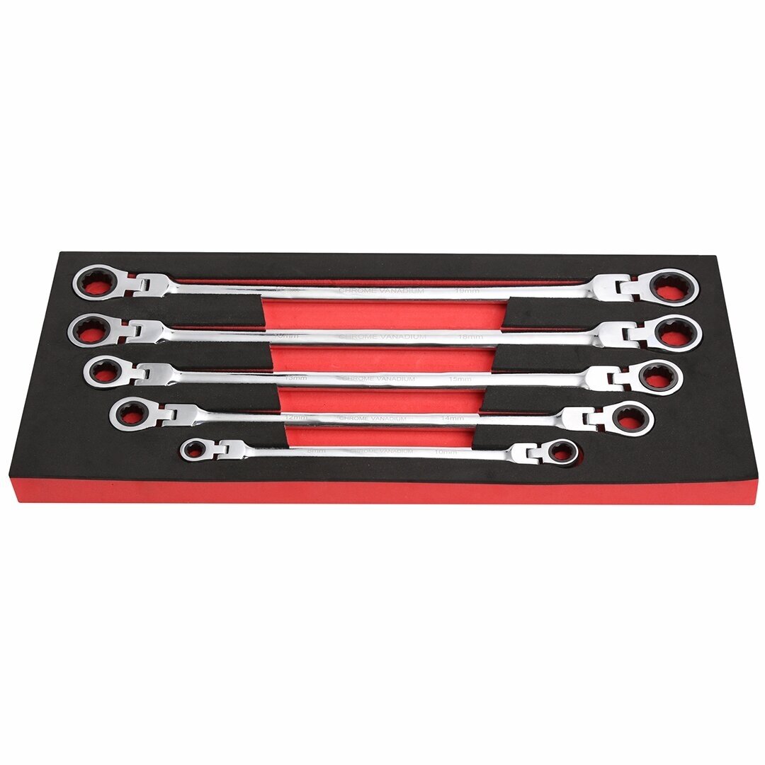 Flex head gear wrenches set extra long 5pcs (8-19mm) 2 Flex head gear wrenches set extra long 5pcs (8-19mm) 2