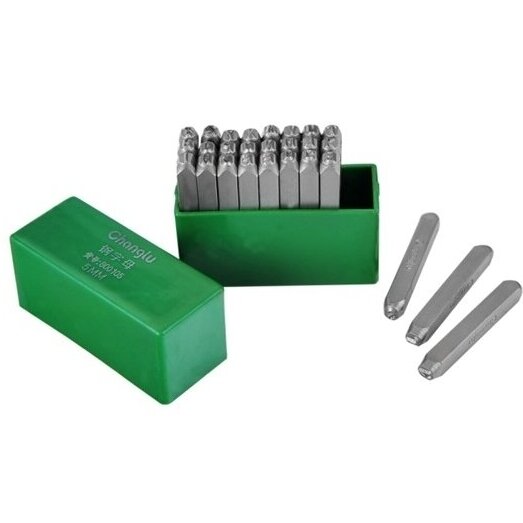 Zestaw stempli literowych 3mm, 26 sztuk. Zestaw stempli literowych 3mm, 26 sztuk.