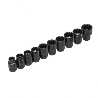 Adjustable wrench pass-thru socket set 11pcs (10-19mm) black 2