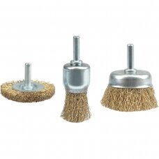 Wire brush with shank set 3pcs