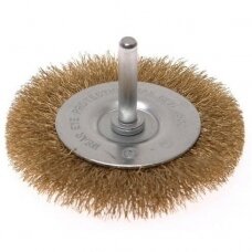 Crimped wire flat wheel brush with shaft Ø75mm