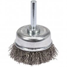 Crimped wire cup brush with shaft 50mm INOX